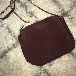 MAKE OFFER! TORY BURCH  maroon suede crossbody